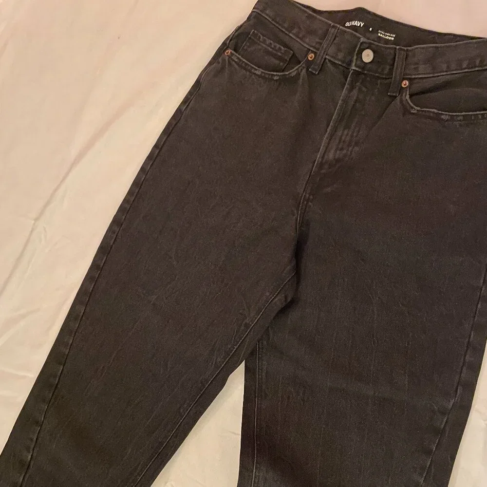 FIRM. NWT Old Navy Dark Wash Denim Jeans Extra High-Rise Balloon. Size 8 Women's - Picture 9 of 16